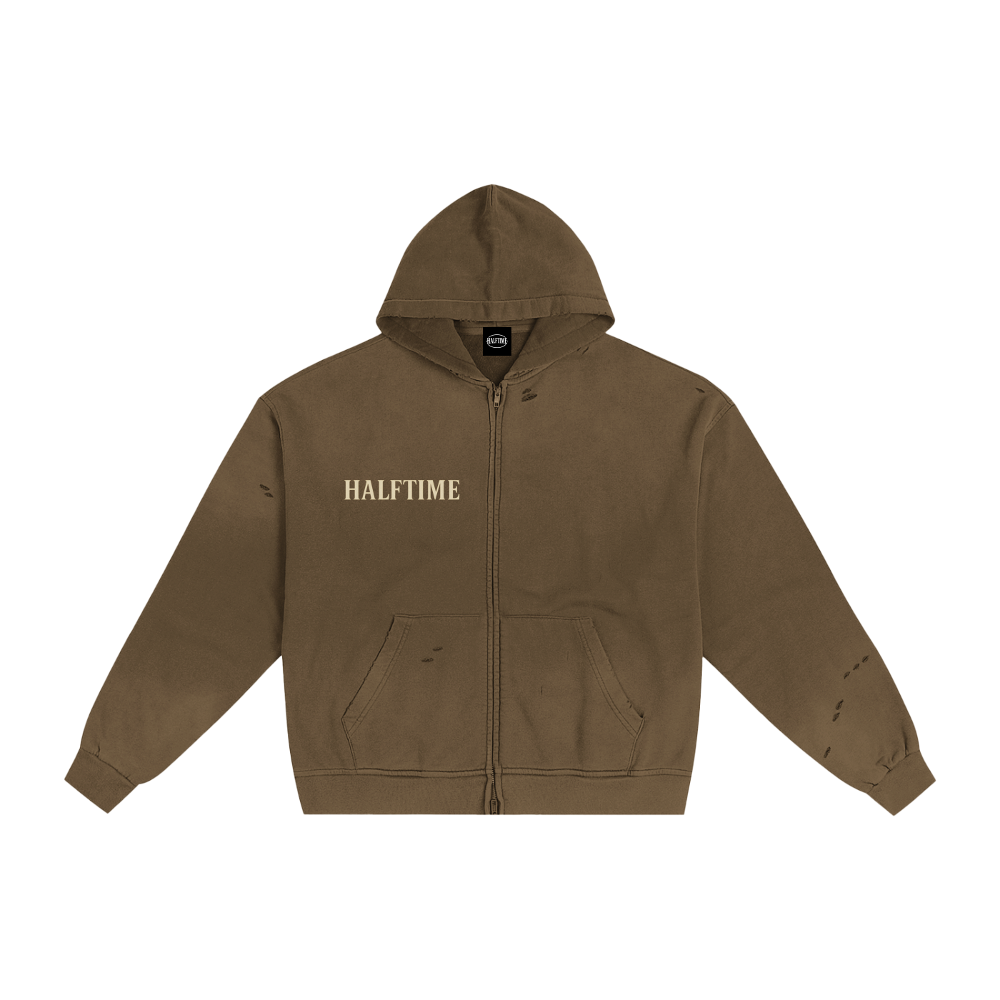 ESPRESSO HAND-FRAYED HOODIE
